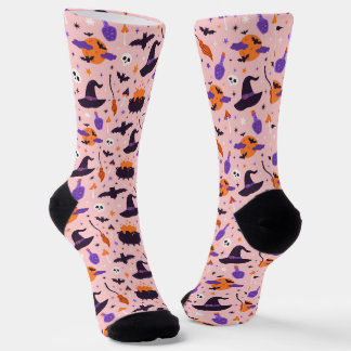 Calcetines Patrón de Halloween púrpura y rosa