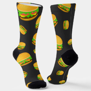 Calcetines Patrón de hamburguesa divertido y apetitoso