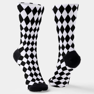 Calcetines Patrón de Harlequin blanco y negro deportivo