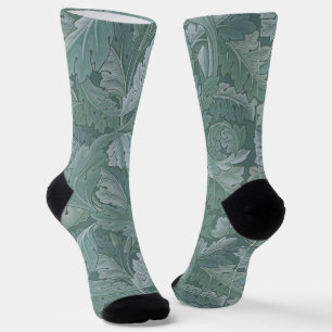 Calcetines Patrón de hoja de acanto azul turquesa de William 