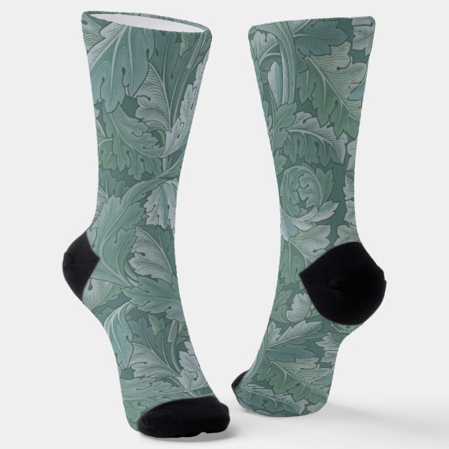 Calcetines Patrón de hoja de acanto azul turquesa de William  (Angular)