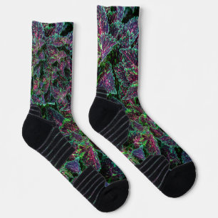Calcetines Patrón de hojas de Coleus vibrantes.