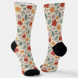 Calcetines Patrón de hojas de otoño y maíz vintage