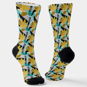 Calcetines Patrón de hojas tropicales de selva tropical