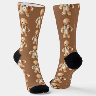 Calcetines Patrón de hombre de jengibre en acuarela marrón li
