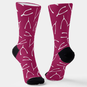 Calcetines Patrón de hueso de huesos de desear Blanco rosado