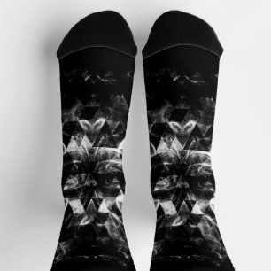 Calcetines Patrón de humo blanco y negro triangular geométric