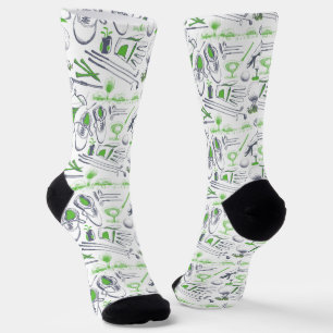 Calcetines Patrón de iconos de golf verde