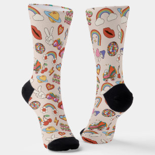 Calcetines Patrón de iconos hippie