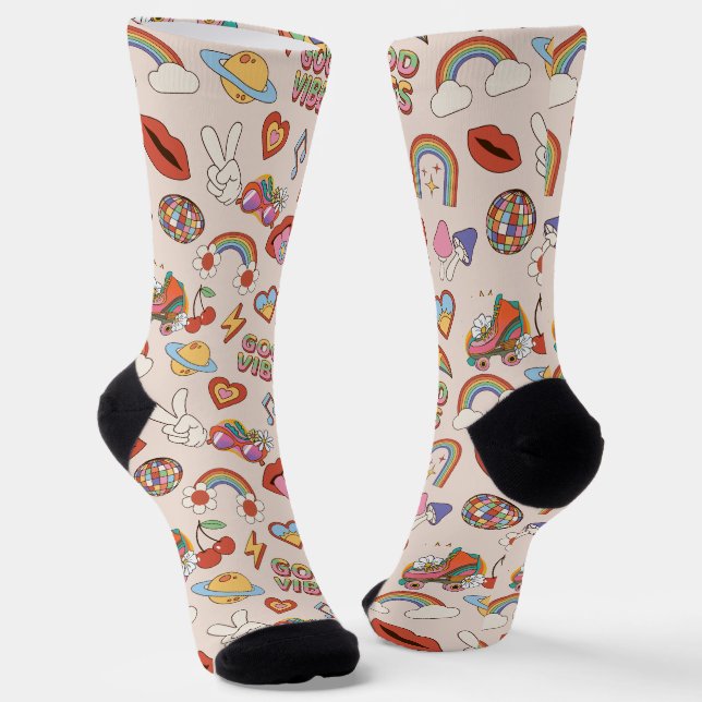 Calcetines Patrón de iconos hippie (Angular)