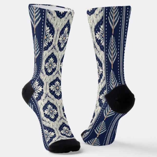 Calcetines Patrón de Ikat Floral Paisley (Angular)