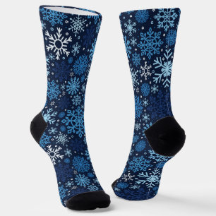 Calcetines Patrón de Ilustracion de copos de nieve de Navidad