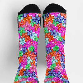 Calcetines Patrón de Ilustracion floral de flores multicolore