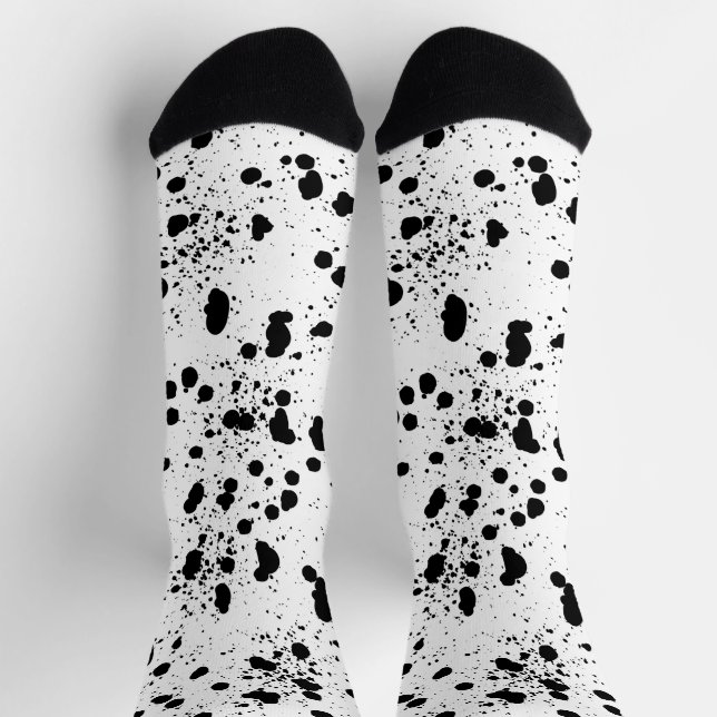 Calcetines Patrón de impresión dálmata en blanco y negro (Arriba)