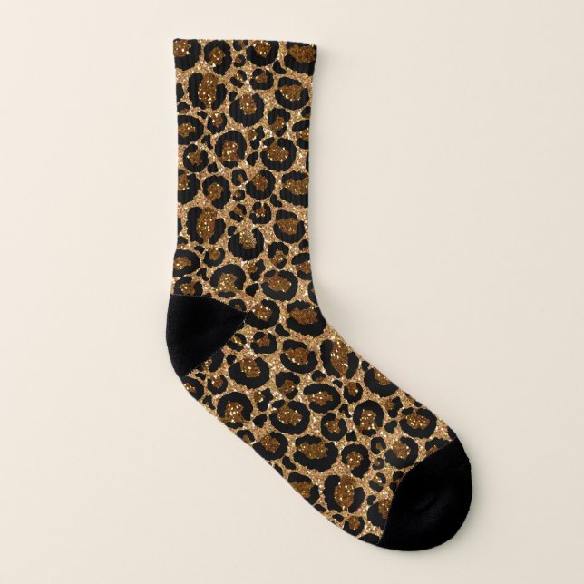 Calcetines Patrón de impresión de leopardo Purpurina Faux de  (Parte exterior derecha)