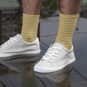 Calcetines Patrón de inspiración mexicana en amarillo y azul