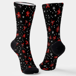 Calcetines Patrón de invierno de inclinación roja