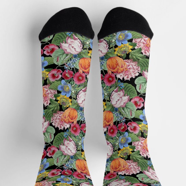 Calcetines Patrón de jardín de flores de primavera (Arriba)