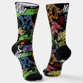 Calcetines Patrón de juego de grafiti neón