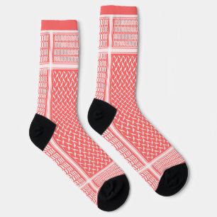 Calcetines Patrón de keffiyeh palestino blanco y ROSA
