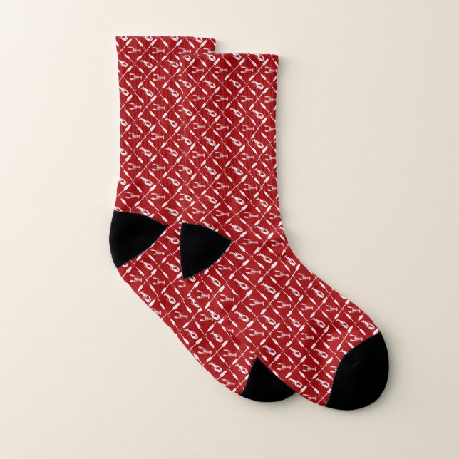 Calcetines Patrón de langostas y boyas náuticas ilustrado (Par)