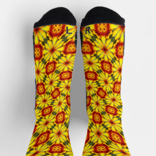 Calcetines Patrón de las flores doradas