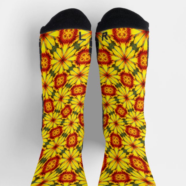 Calcetines Patrón de las flores doradas (Arriba)