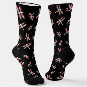Calcetines Patrón de libélula rosa volando