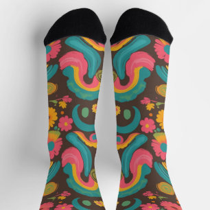 Calcetines Patrón de línea psicodélica de las ondas de Groove