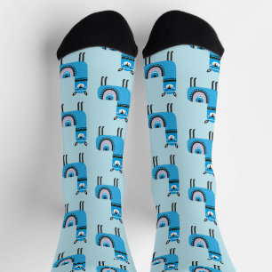 Calcetines Patrón de Llama Azul Cuta Moderna