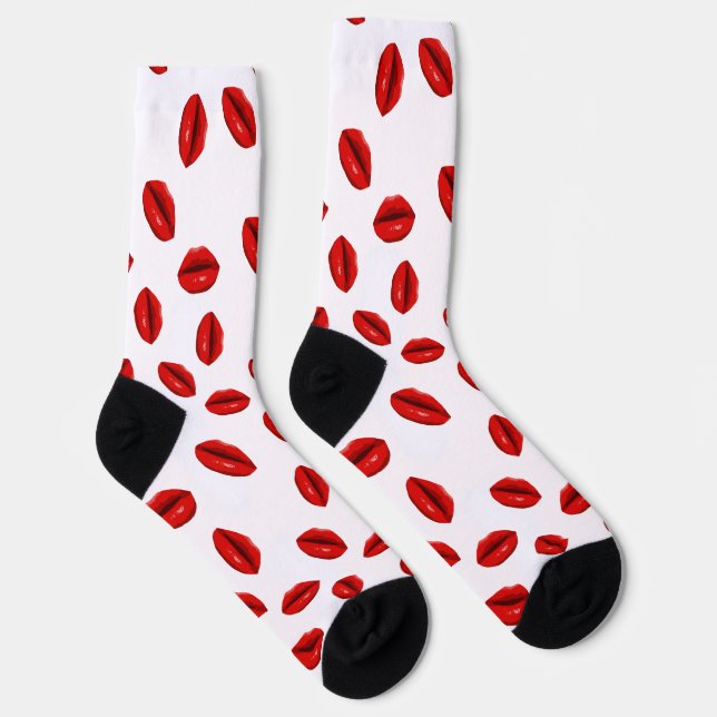 Calcetines Patrón de los labios rojos (Derecha)