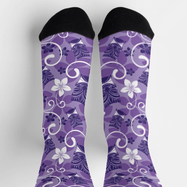 CALCETINES PATRÓN DE LUAU TIKI (PURPLE) (Arriba)