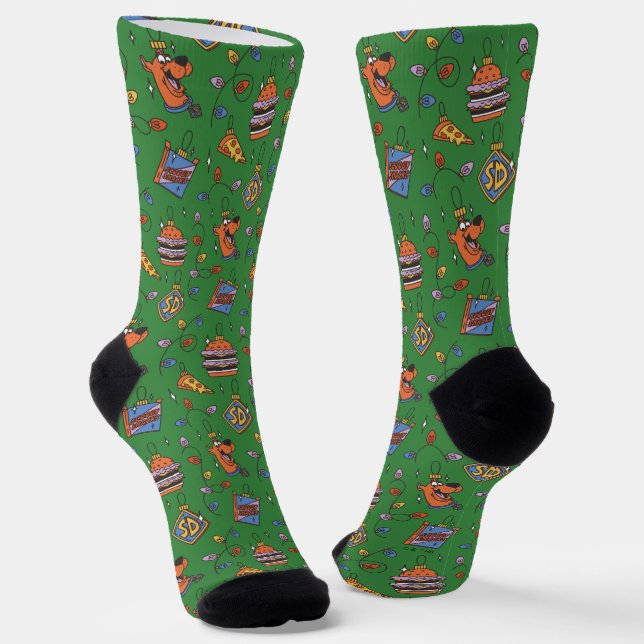 Calcetines Patrón de Luces de Snack Navideños de Scooby-Doo (Angular)
