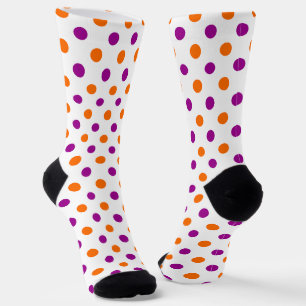 Calcetines Patrón de lunares naranja púrpura blanco