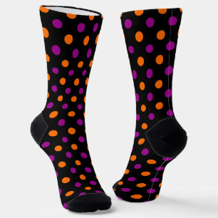 Calcetines Patrón de lunares naranja púrpura negro