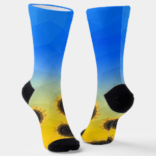 Calcetines Patrón de malla de la geometría azul amarilla de U