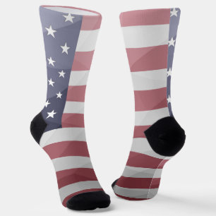 Calcetines Patrón de malla geométrica azul rojo USA