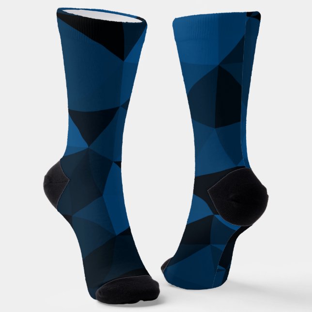 Calcetines Patrón de malla geométrica azul y negro oscuro (Angular)