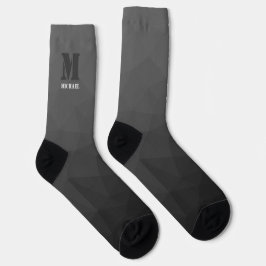 Calcetines Patrón de malla geométrica gris oscuro Monograma