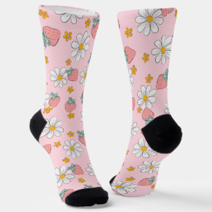 Calcetines Patrón de margarita de fresa de verano