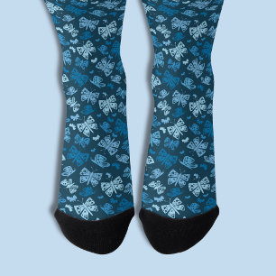 Calcetines Patrón de mariposa azul