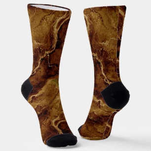 Calcetines Patrón de mármol de color de la Tierra con venas i