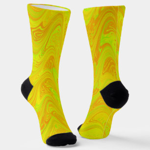Calcetines Patrón de mármol verde naranja
