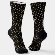 Patrón de Medias Lunas y Estrellas Doradas Lindas