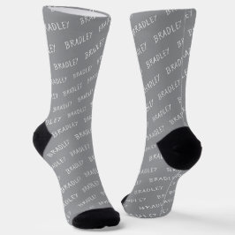 Calcetines Patrón de Monograma de Nombre Personalizado