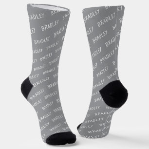 Calcetines Patrón de Monograma de Nombre Personalizado