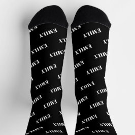 Calcetines Patrón de Monograma de Nombre Personalizado
