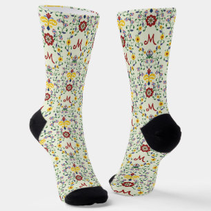 Calcetines Patrón de monograma escandinavo Rosemaling Nordic