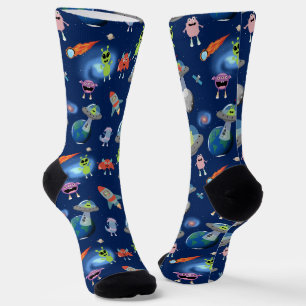 Calcetines Patrón de Monstruos Alien Cute Modern para Niños E
