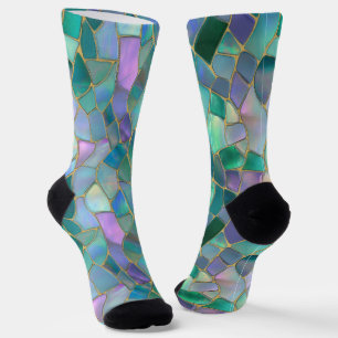 Calcetines Patrón de mosaico de vidrio tintado en colores pas